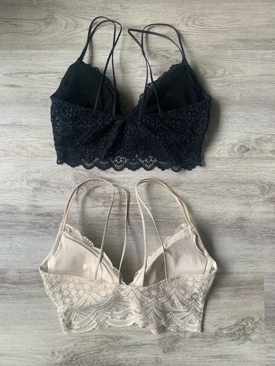 Auden Lace Bralette Duo — Black & Cream/Ivory Strappy Lace Bralettes - Picture 6 of 6